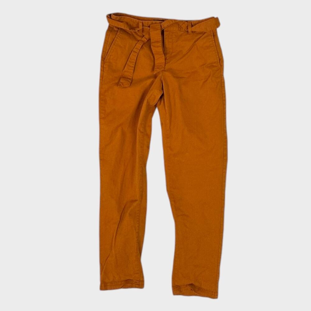 Banana Republic Chino Pant Size 2 Cotton Blend Belted Mustard Yellow
